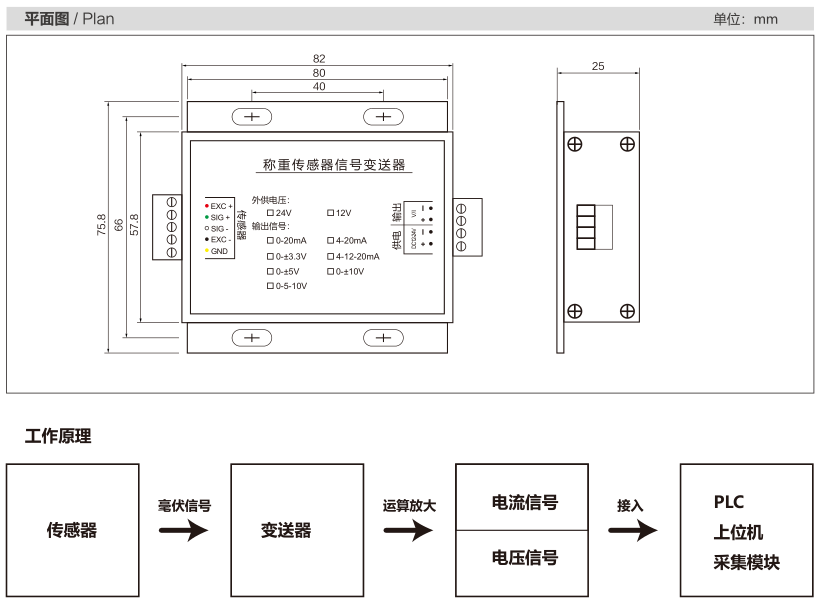 MK-BSQ-01 Weighing Module dimension drawing