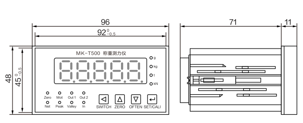 MK-T500 Weighing Indicator dimension drawing