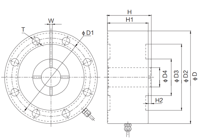 MK102 Spoke Type Load Cell dimension drawing