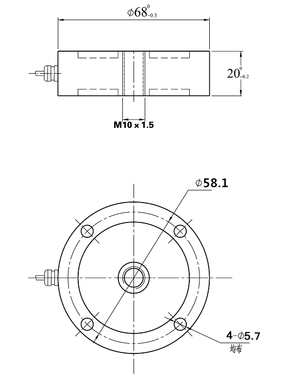 MK104-NT Spoke Type Load Cell dimension drawing
