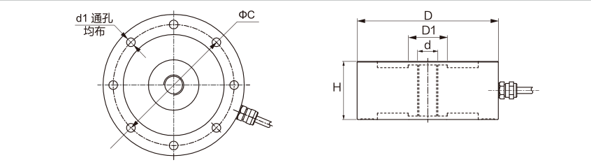 MK105 Spoke Type Load Cell dimension drawing