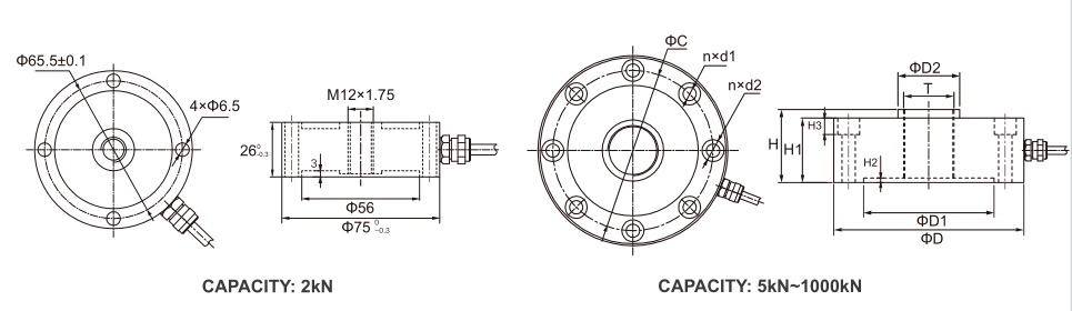 MK106 Spoke Type Load Cell dimension drawing