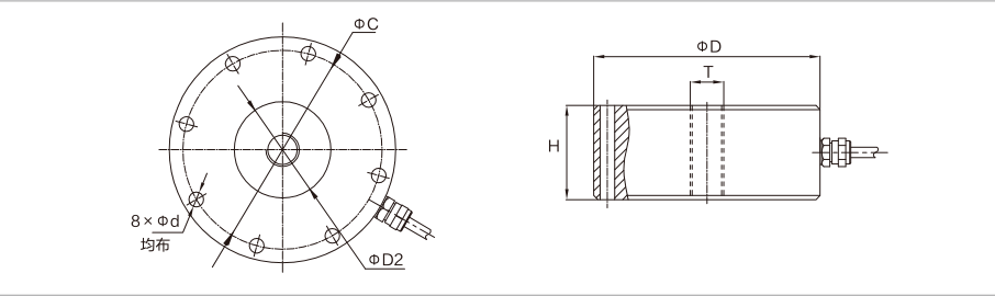 MK117-N Spoke Type Load Cell dimension drawing
