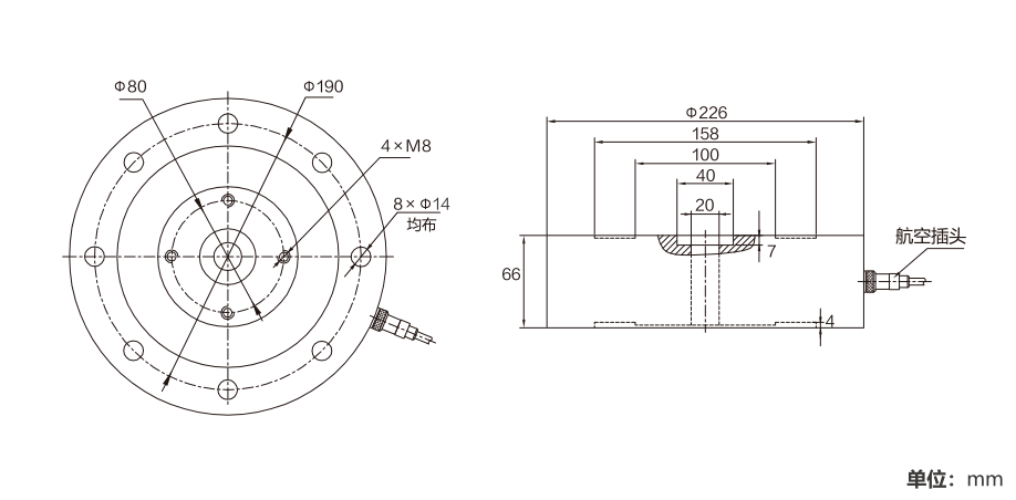 MK118 Spoke Type Load Cell dimension drawing