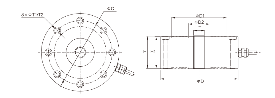 MK120 Spoke Type Load Cell dimension drawing