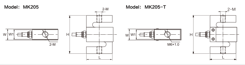 MK205 S-Type Load Cell dimension drawing
