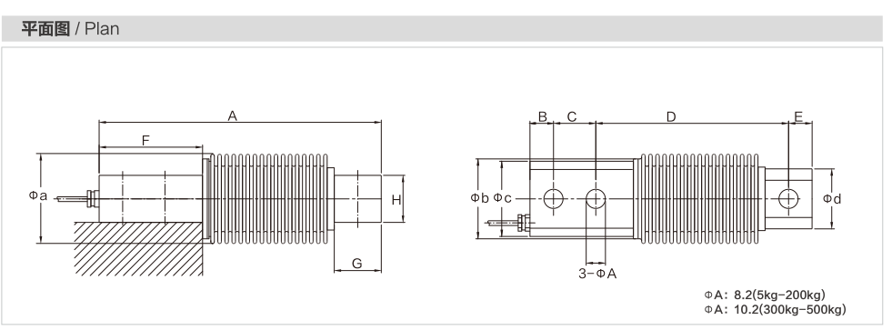 MK301 Bellows Load Cell dimension drawing