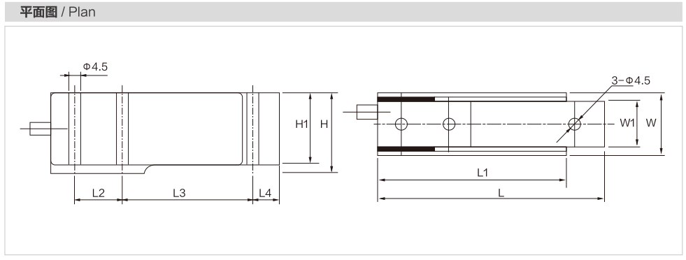 MK507 Cantilever Beam Load Cell dimension drawing