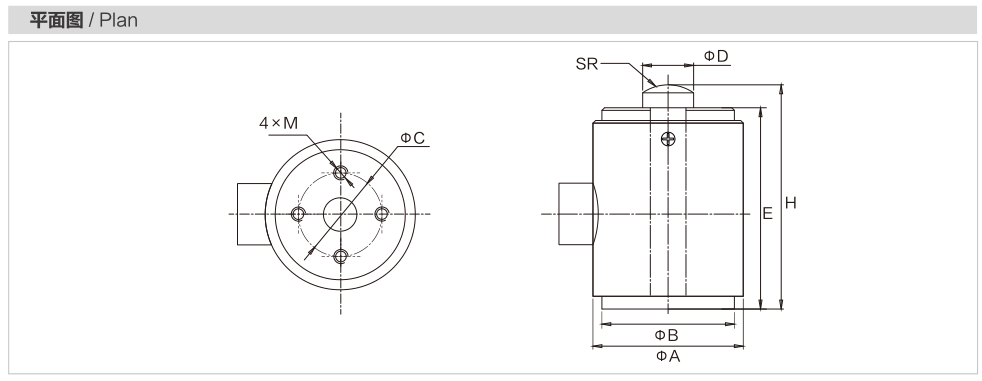 MK603 Column Load Cell dimension drawing