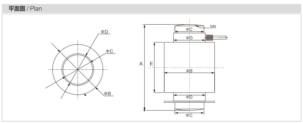 MK607 Column Load Cell dimension drawing