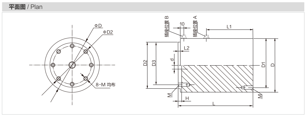 MK614 Column Load Cell dimension drawing