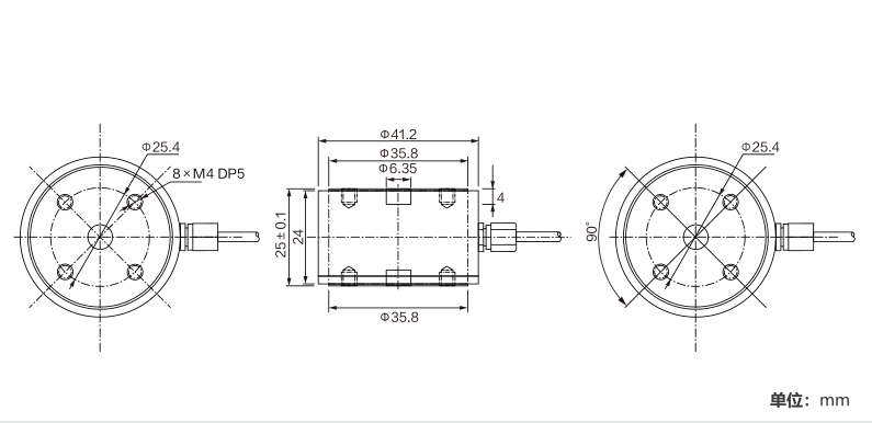 MK617 Column Load Cell dimension drawing