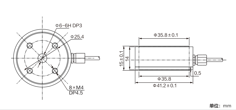 MK618 Column Load Cell dimension drawing