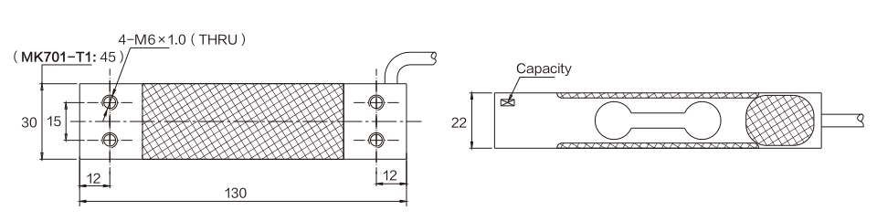MK701 Parallel Beam Load Cell dimension drawing