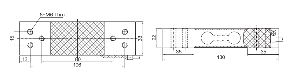 MK701-T2 Parallel Beam Load Cell dimension drawing