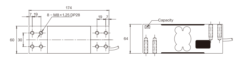 MK704 Parallel Beam Load Cell dimension drawing