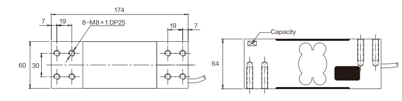 MK704-G Parallel Beam Load Cell dimension drawing