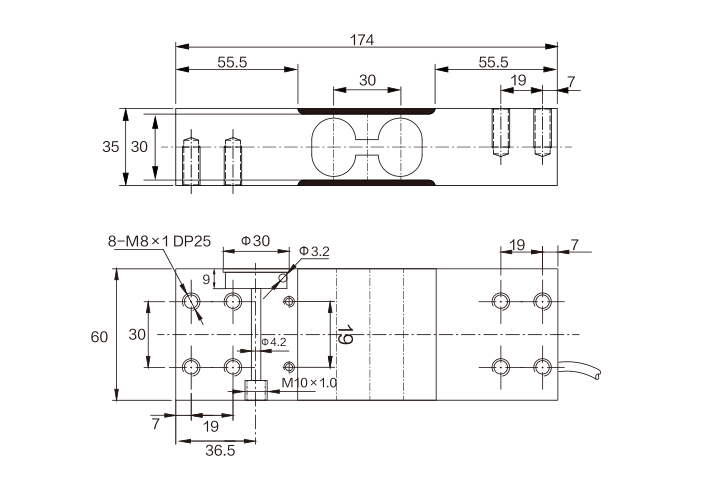 MK704-TT Parallel Beam Load Cell dimension drawing
