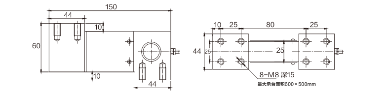 MK707 Parallel Beam Load Cell dimension drawing
