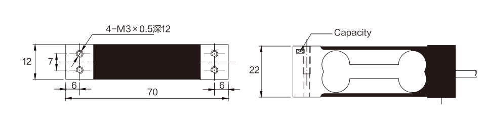 MK707-T Parallel Beam Load Cell dimension drawing