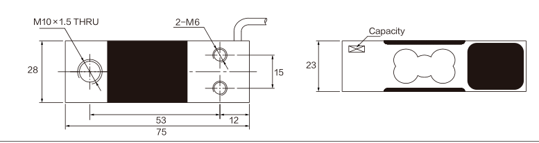 MK708 Parallel Beam Load Cell dimension drawing