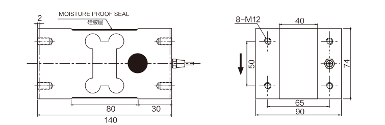 MK709 Parallel Beam Load Cell dimension drawing