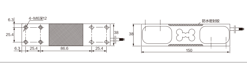 MK711 Parallel Beam Load Cell dimension drawing
