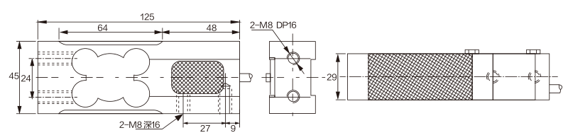 MK712 Parallel Beam Load Cell dimension drawing