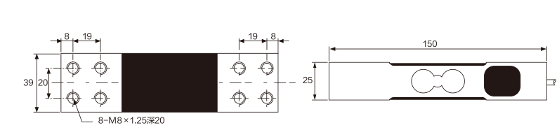MK713-A Parallel Beam Load Cell dimension drawing