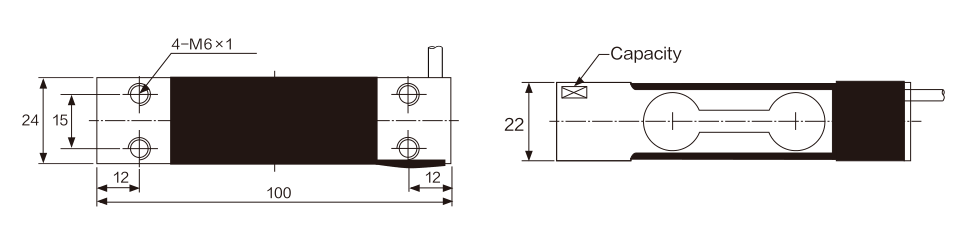 MK714 Parallel Beam Load Cell dimension drawing