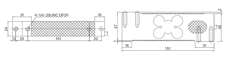 MK715 Parallel Beam Load Cell dimension drawing