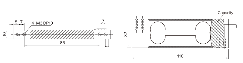 MK716 Parallel Beam Load Cell dimension drawing