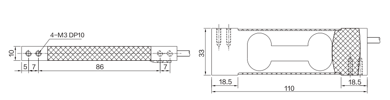 MK716-T1 Parallel Beam Load Cell dimension drawing