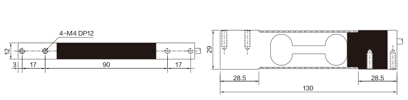 MK716-T2 Parallel Beam Load Cell dimension drawing