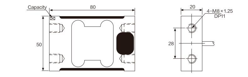 MK718 Parallel Beam Load Cell dimension drawing
