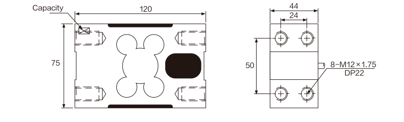 MK719 Parallel Beam Load Cell dimension drawing