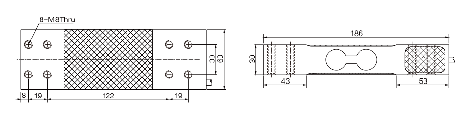 MK720 Parallel Beam Load Cell dimension drawing