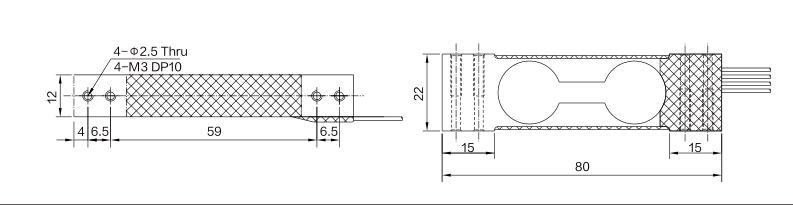 MK722 Parallel Beam Load Cell dimension drawing