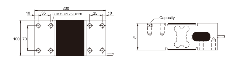 MK724 Parallel Beam Load Cell dimension drawing