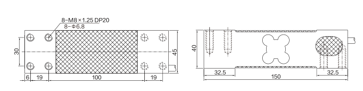 MK729 Parallel Beam Load Cell dimension drawing