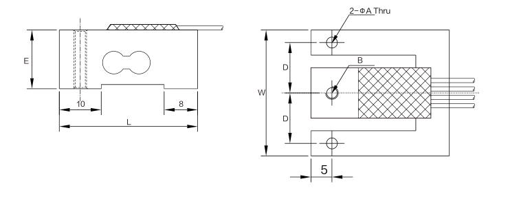 MK734 Parallel Beam Load Cell dimension drawing