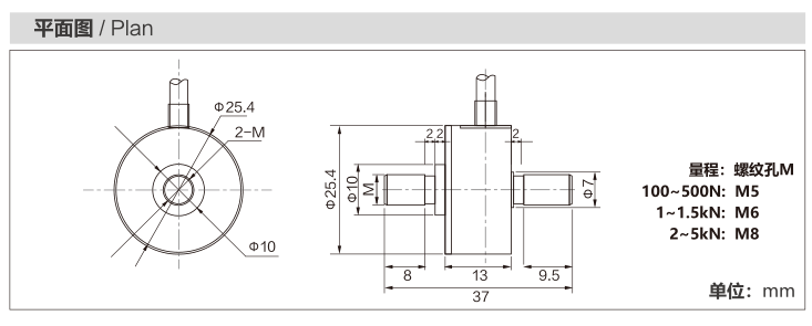MK803 Miniature Load Cell dimension drawing
