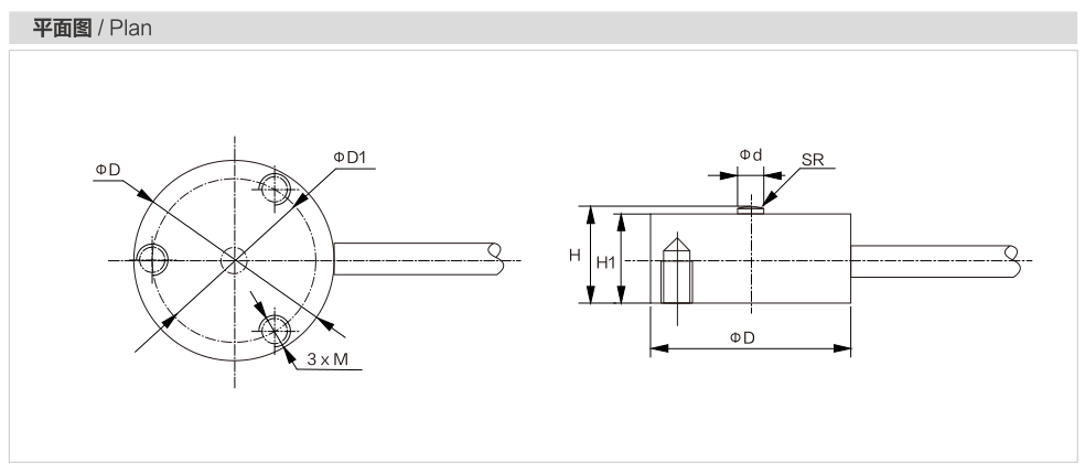 MK807-C3 Miniature Load Cell dimension drawing