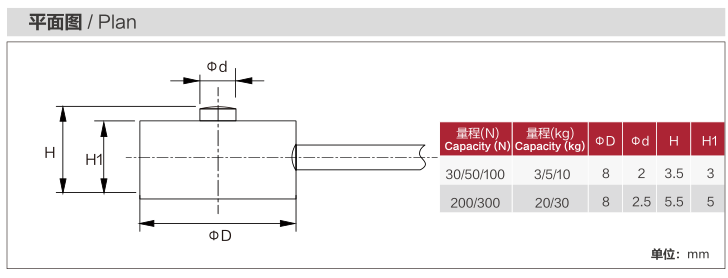 MK819 Miniature Load Cell dimension drawing
