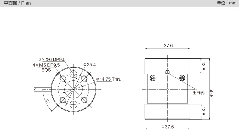 MK908 Torque Sensor dimension drawing